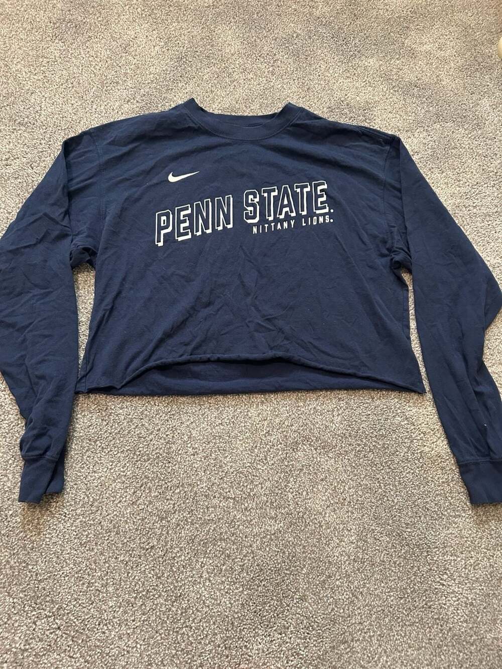 Nike Penn State Nittany Lions Long Sleeve Crop Tee Size S Navy